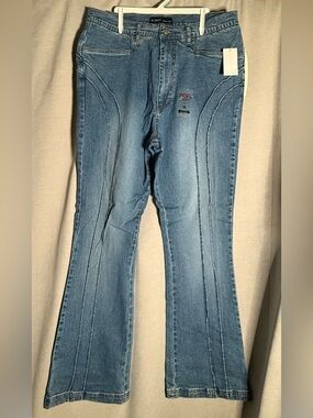 NWT VTG Revolt Jeans Womens Size 18 Panel Front High Rise Medium Wash Denim
